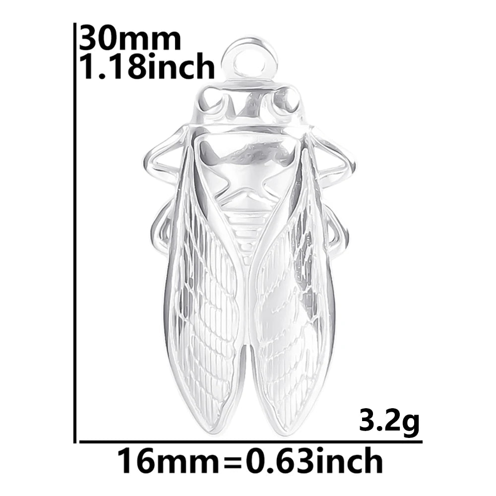 10PCS Ancient Egyptian Scarab Beetle Pendants Charms Stainless Steel Dragonfly Butterfly Pendant for Jewelry Making DIY Necklace