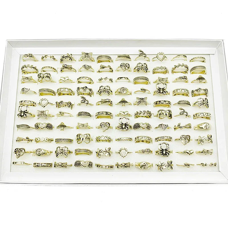 50000 Style Different Finger Rings Wholesale In Stock 100pc/Lot Hot Vintage Silver Gold Color New Alloy Joint Ring Party Women