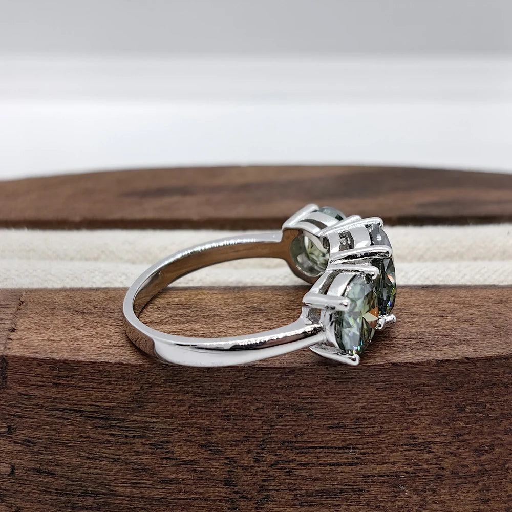 JoyceJelly S925 Sterling Silver Colors Moissanite Ring 2CT 4CT Total Full Moissanite Diamond Jewelry For Wedding Engagement Gift