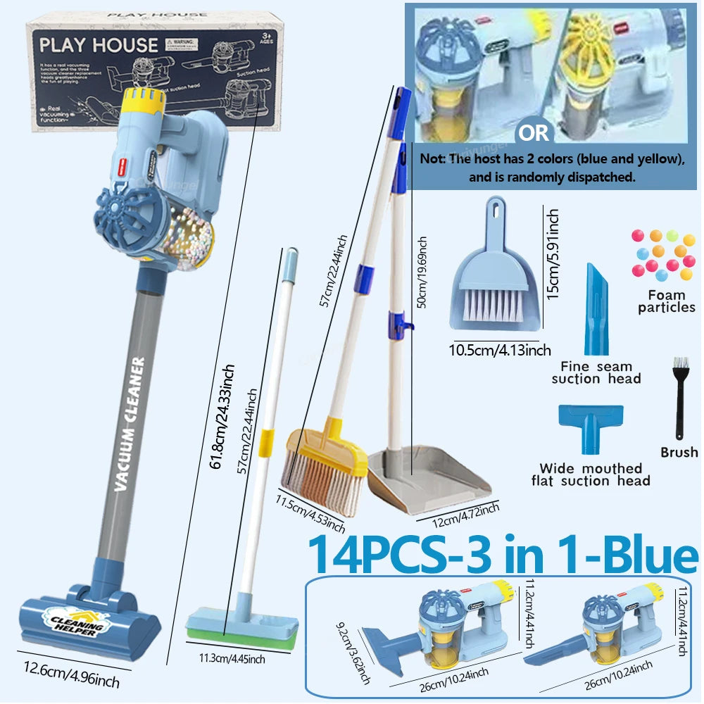 Kids Vacuum Cleaner Toy Electric Realistic Pretend Play Housekeeping Cleaning Set for Toddlers Educational Gift for Boys Girls