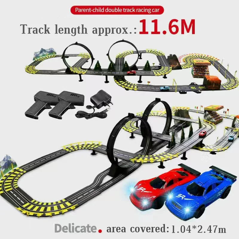 Electric Slot Track Set,1:43 Scale Dual Control Racing Car Toy, Large Double Player Racing Track Vehicle Gift for Boys Ages 8-10
