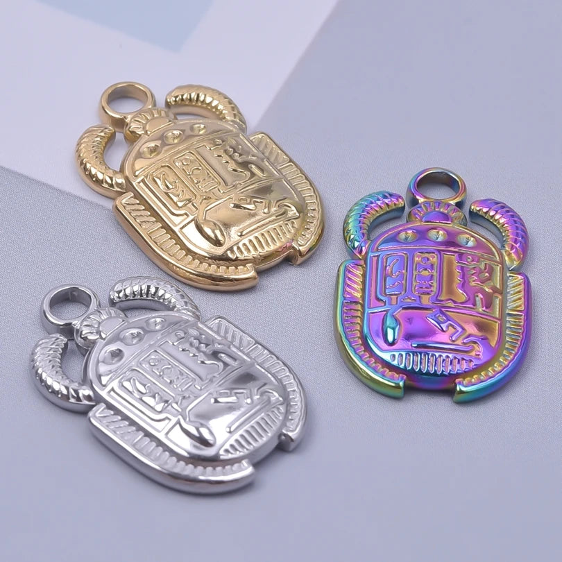 10PCS Ancient Egyptian Scarab Beetle Pendants Charms Stainless Steel Dragonfly Butterfly Pendant for Jewelry Making DIY Necklace