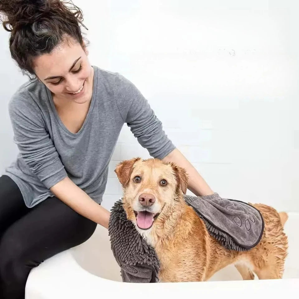 Quick Dry Pet Towel Soft Dog Bath Robe Towel Super Absorbent Cat Bath Towel Convenient Pet Cleaning Washcloth Dog Accessories