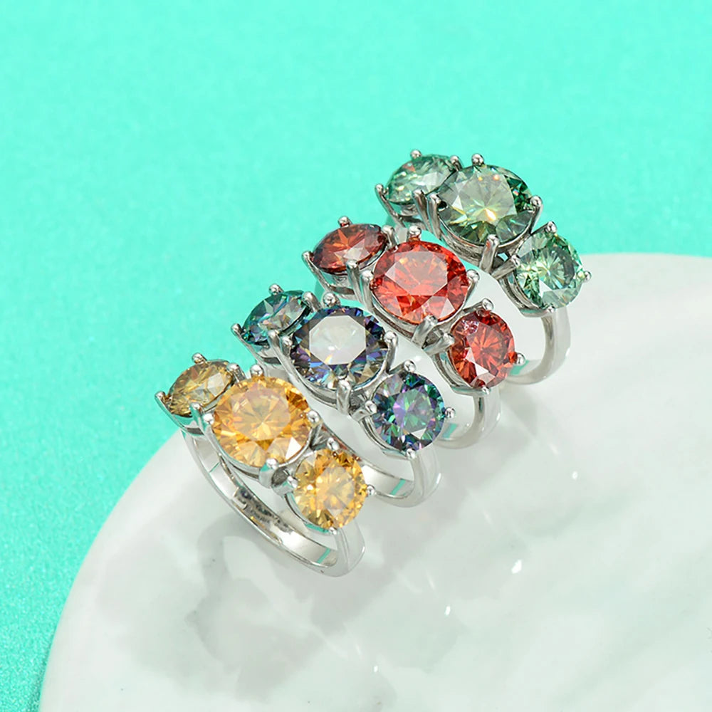 JoyceJelly S925 Sterling Silver Colors Moissanite Ring 2CT 4CT Total Full Moissanite Diamond Jewelry For Wedding Engagement Gift