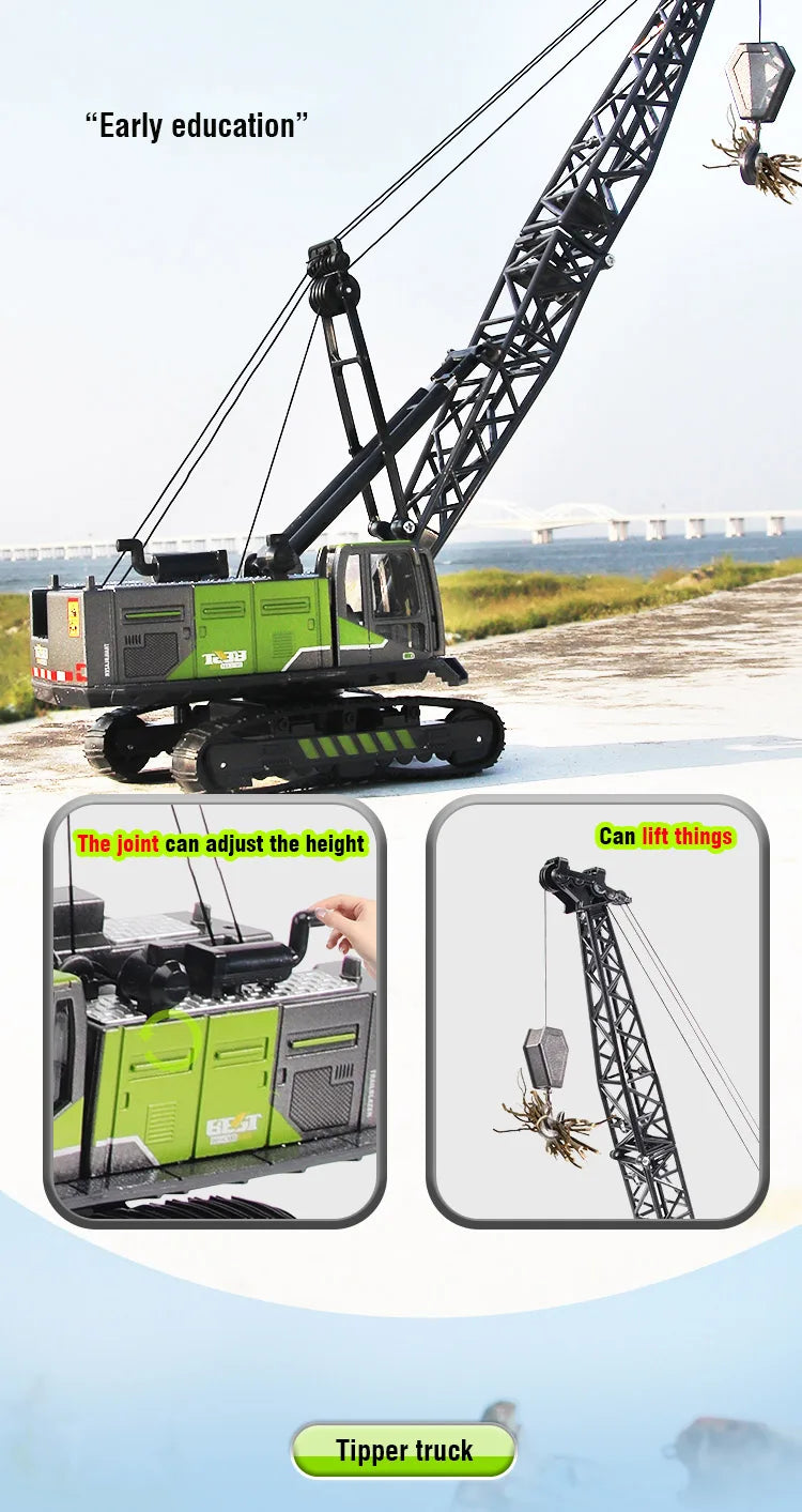 1/50 Diecast Alloy Inertia Engineering Vehicle Model Excavator Crane Forklift Road Roller Collectible Toy Gifts For Boys Kids