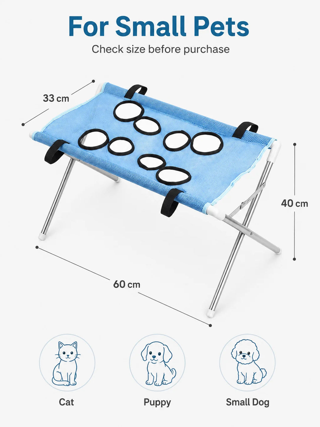 Pet Bathing Hammock Stand Foldable Dog Cat Grooming Drying Table Breathable Mesh Bath Helper for Small Pets