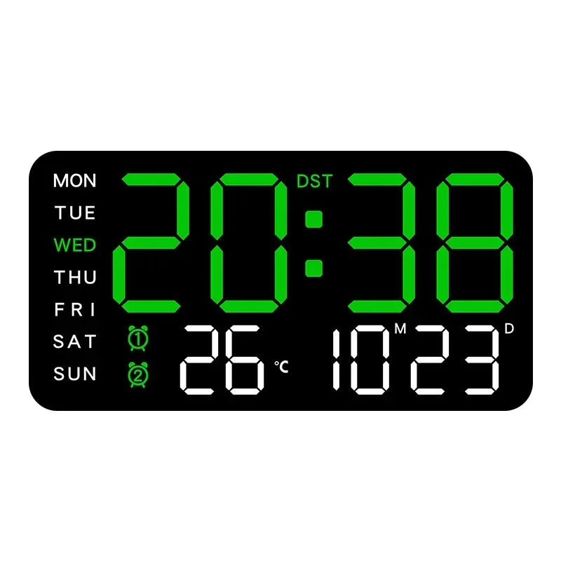 Extra Large Digital Wall Clock with LED Display with Date, Temperature, Timer for Living Room, Bedroom, Gift for Seniors