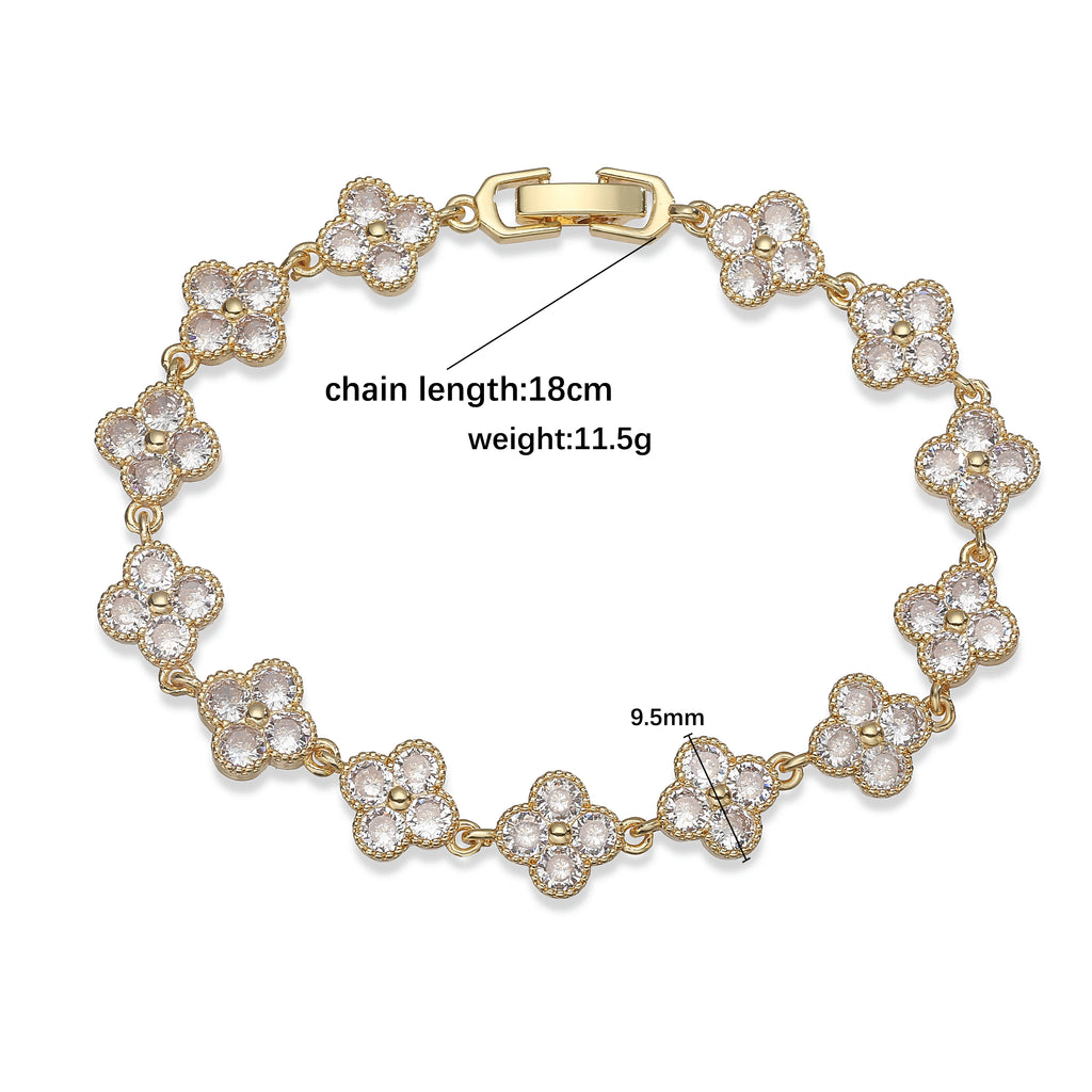 Multi-Color Women's Zircon Flower Delicate Bracelet/Necklace Rainbow Jewelry Gift Optional Mix-and-Match 1 Pcs