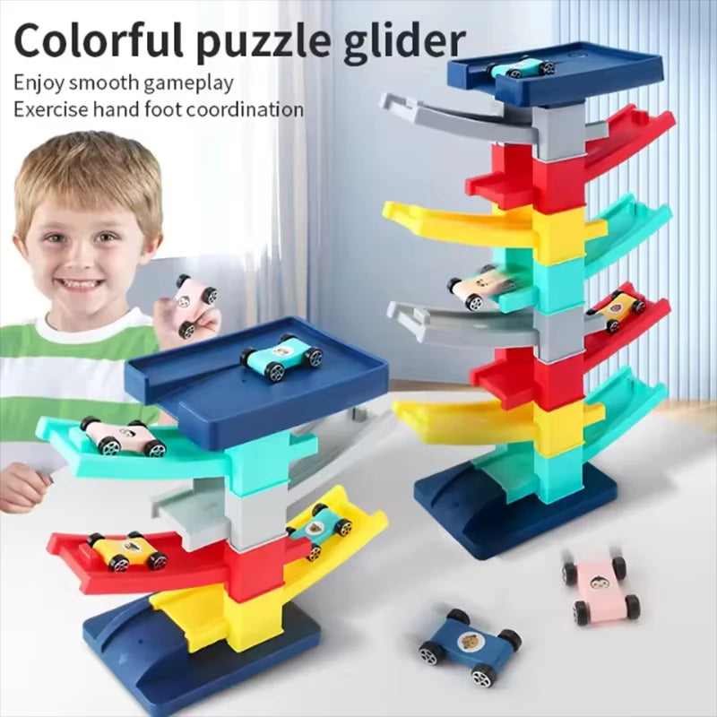Baby Toys Children's Gliding Track Car Mini Car Inertia Girl Kids 3-Year-Old Boy Toy Multi Layer Cartoon Puzzle Slide Car Toys
