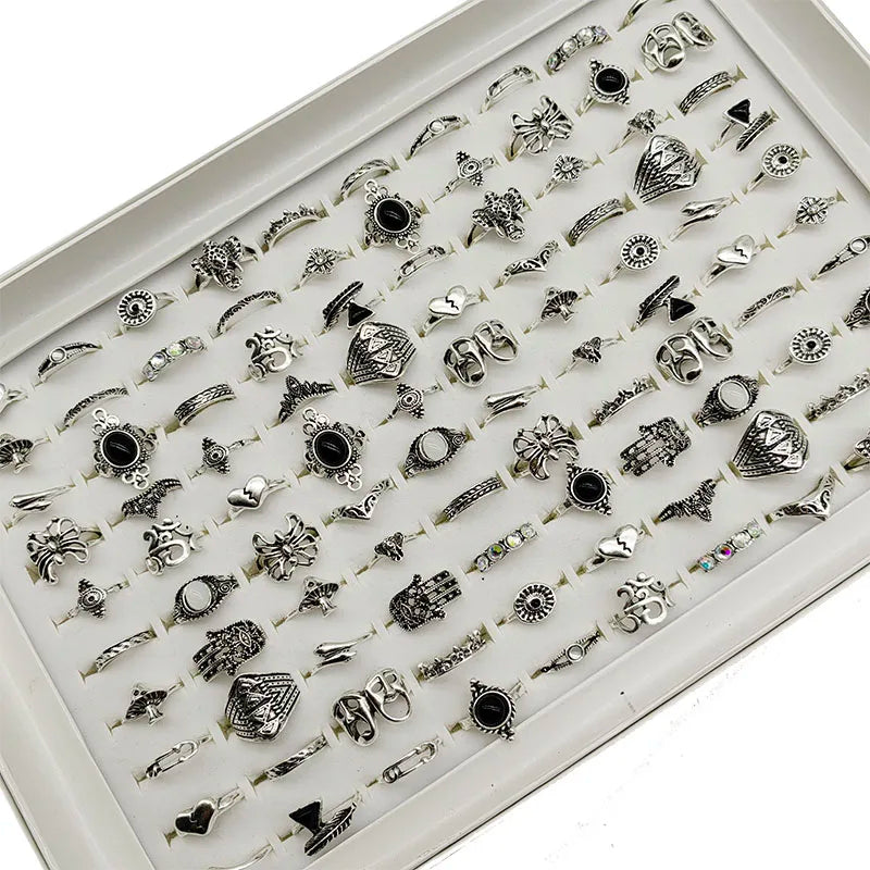 50000 Style Different Finger Rings Wholesale In Stock 100pc/Lot Hot Vintage Silver Gold Color New Alloy Joint Ring Party Women