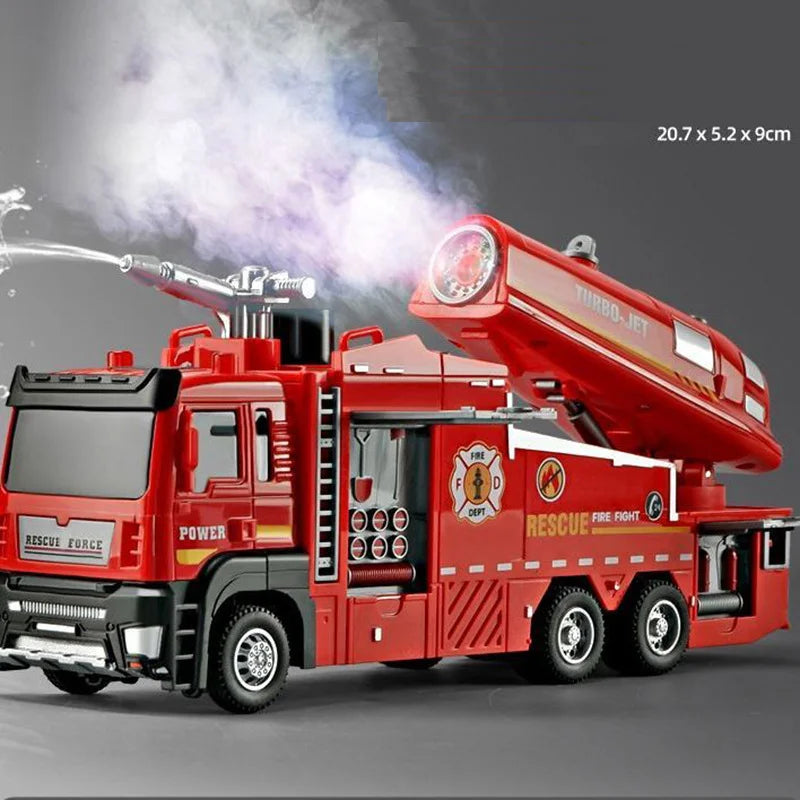 Fire Truck Diecast Simulation Sprinkler Toy with Light Music Water Spray Rescue Car Children's Toy Firefighter Truck