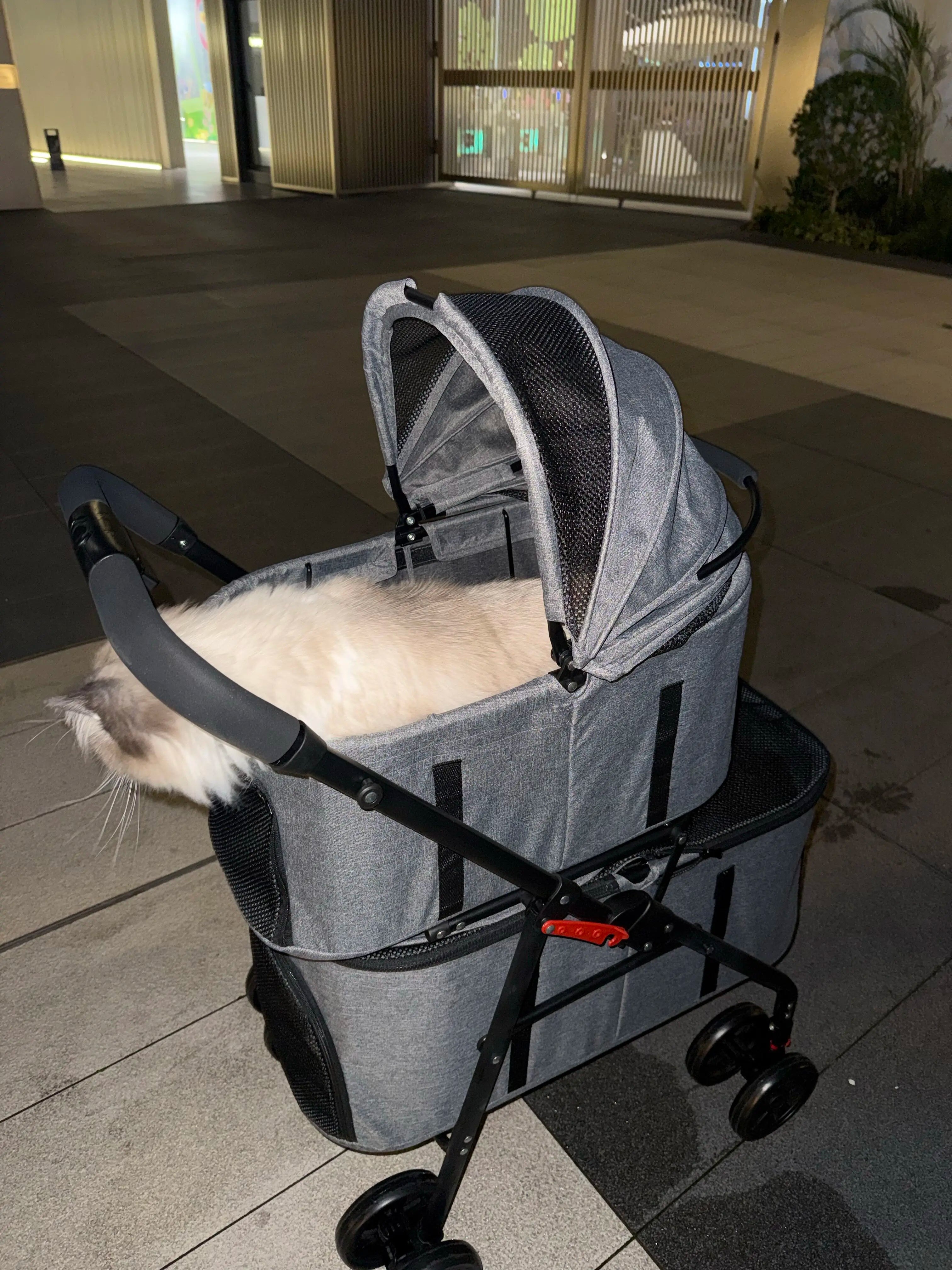 Double Pet Stroller with Detachable Carrier for Medium Small Dogs and Cats Durable Universal Wheels with Brakes Max for 30LBS
