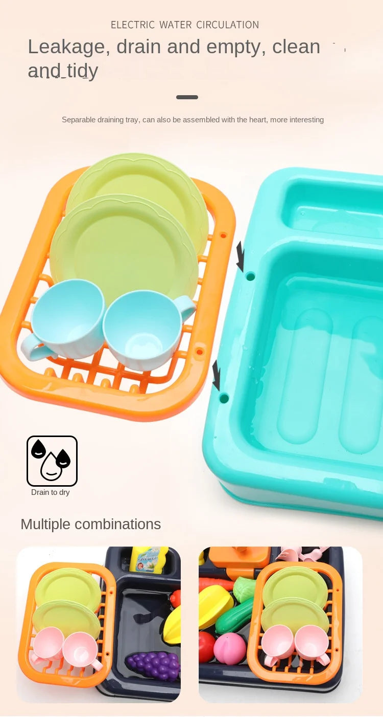 Kitchen Toy Plastic Dish Wash Sink Set Children Simulation Pretend Role Play Housework Kit Early Educational Toys for Children