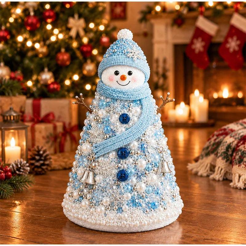 DIY Bead Christmas Tree Craft Kit Santa Claus Bead Craft Tabletop Xmas Ornament Handmade Holiday Home Decor Gift For Craft Lover