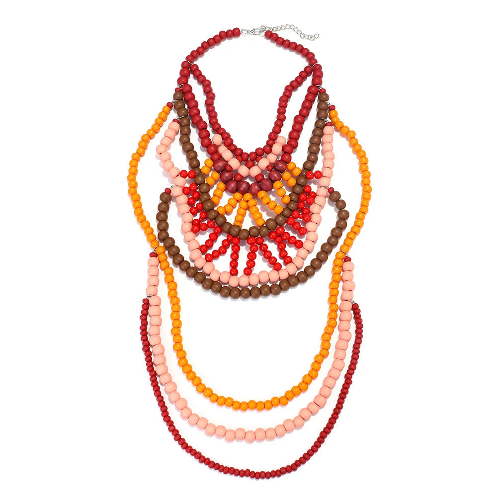Bohemia Colorful Resin Beaded Choker Necklaces for Women y2k Jewelry Boho Statement Necklace Gifts
