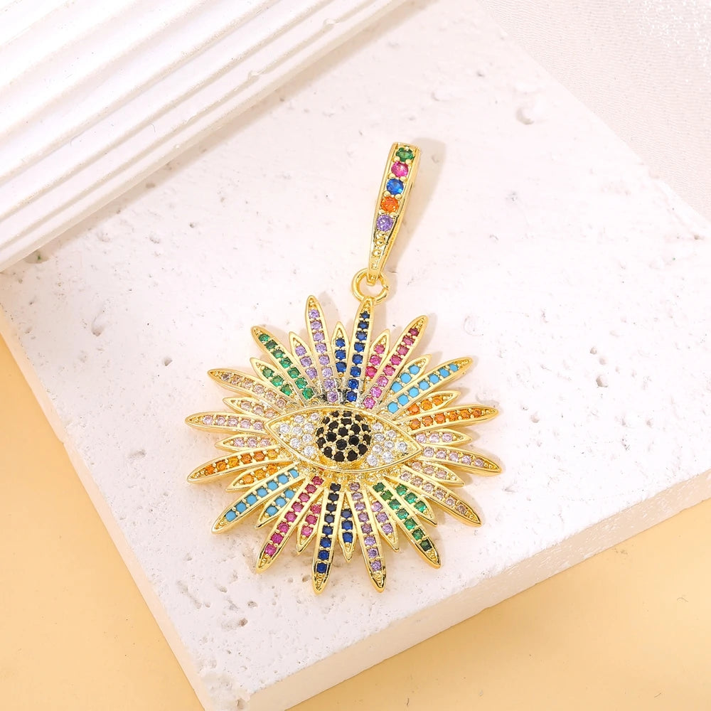 Juya Handmade 18K Real Gold Plated Opal Shell Round Turkish Greek Evil Eye Charms For DIY Luxury Talisman Pendant Jewelry Making