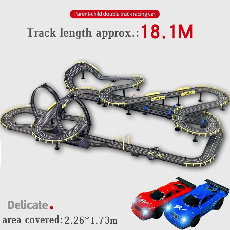 Electric Slot Track Set,1:43 Scale Dual Control Racing Car Toy, Large Double Player Racing Track Vehicle Gift for Boys Ages 8-10