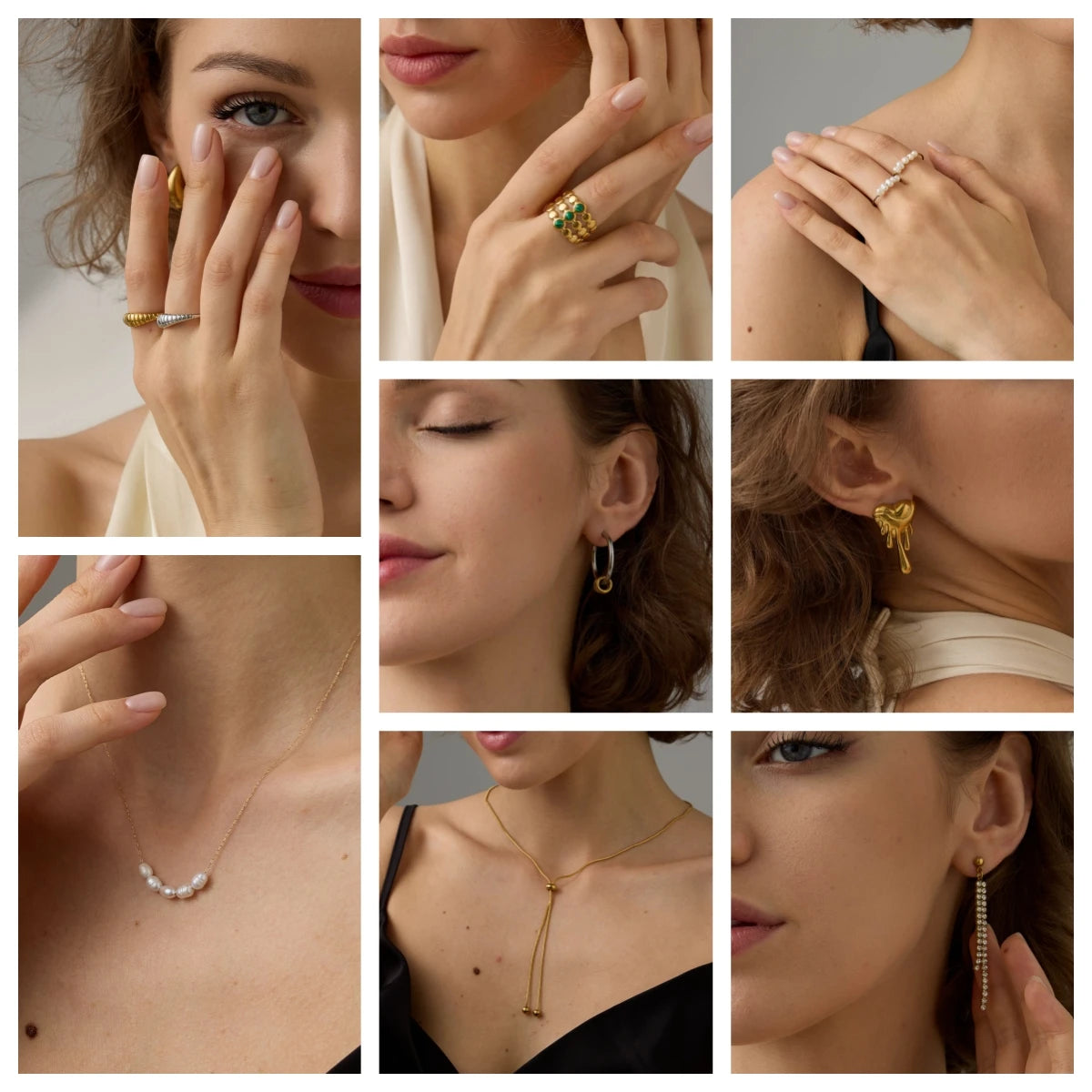 Colorful Crystal Nude Ring for Women 18K Gold Plated Stainless Steel Candy Color Square Stone Statement Rings Jewelry Gift