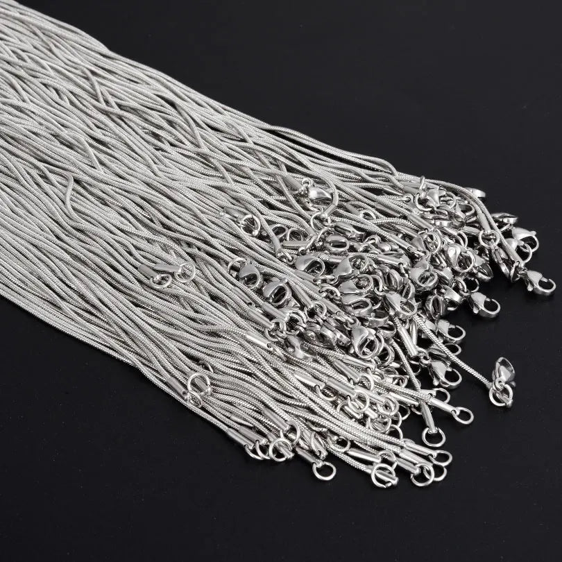 45/50/60/70cm Stainless Steel Round Snake Chain Necklace For Women Men Accessories Width 1.2mm Fashion Jewelry On The Neck Gift