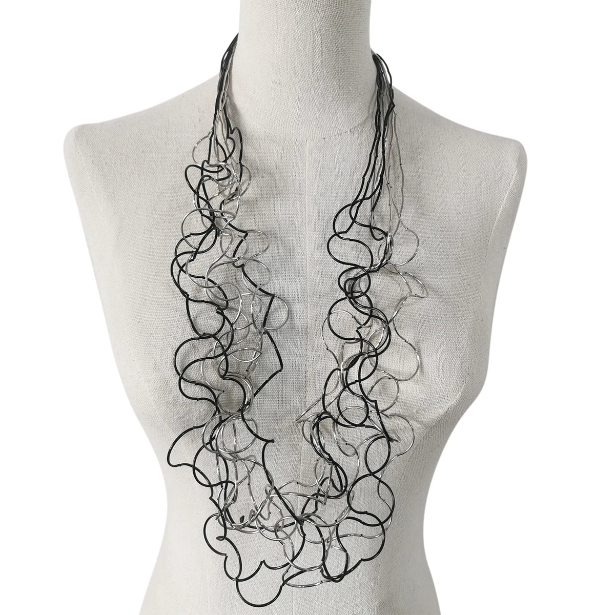 STRATHSPEY Fashion New Long Irregular Copper Tube Necklace For Women Statement Chunky Multi Lay Jewelry