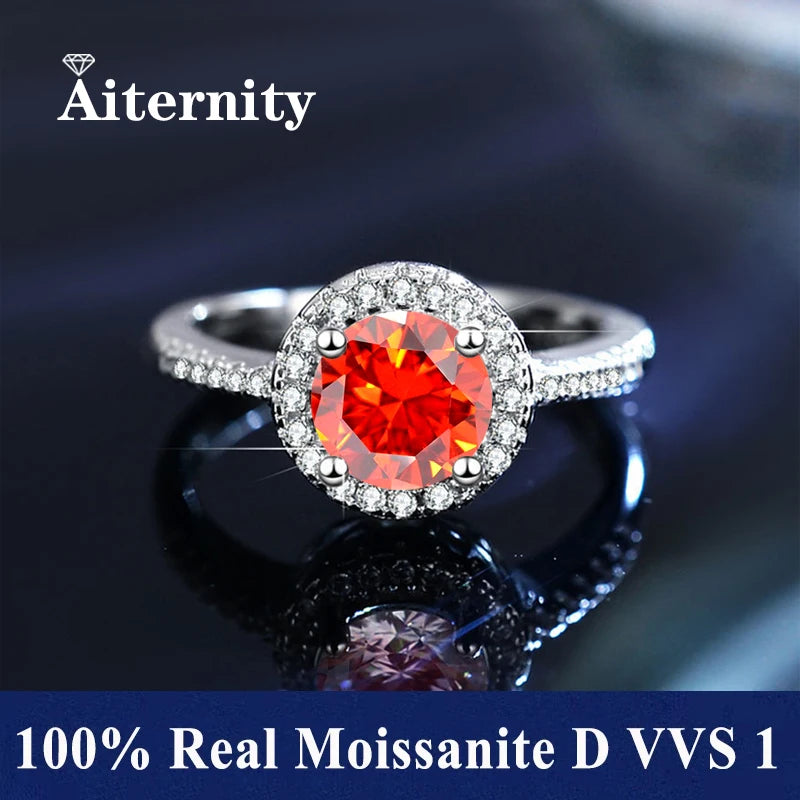 100% Real Moissanite Ring D VVS1 Pass Diamond Test Pen Adjustable Size S925 Sliver GRA Certificate Wedding Rings for Women