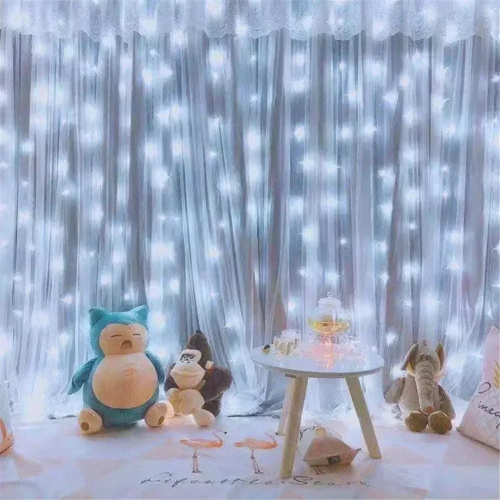 1pc 6x3/3x3/3x2/3x1m USB LED Curtain String Lights Bedroom Christmas Garland Fairy Lamp Wedding Party Home Decoration Lighting