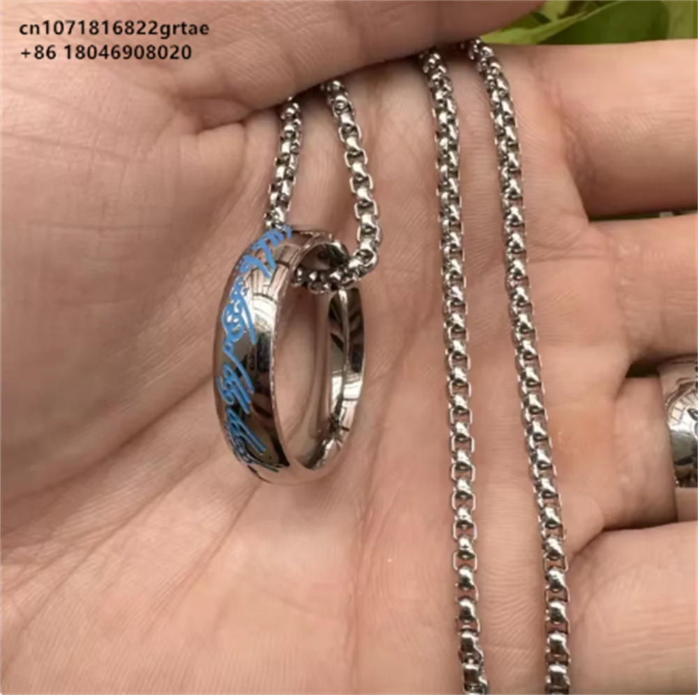 Lord of the one Rings thick chain advanced pearl chain movie with the same necklace ring hip-hop 3D carving inside and outside.