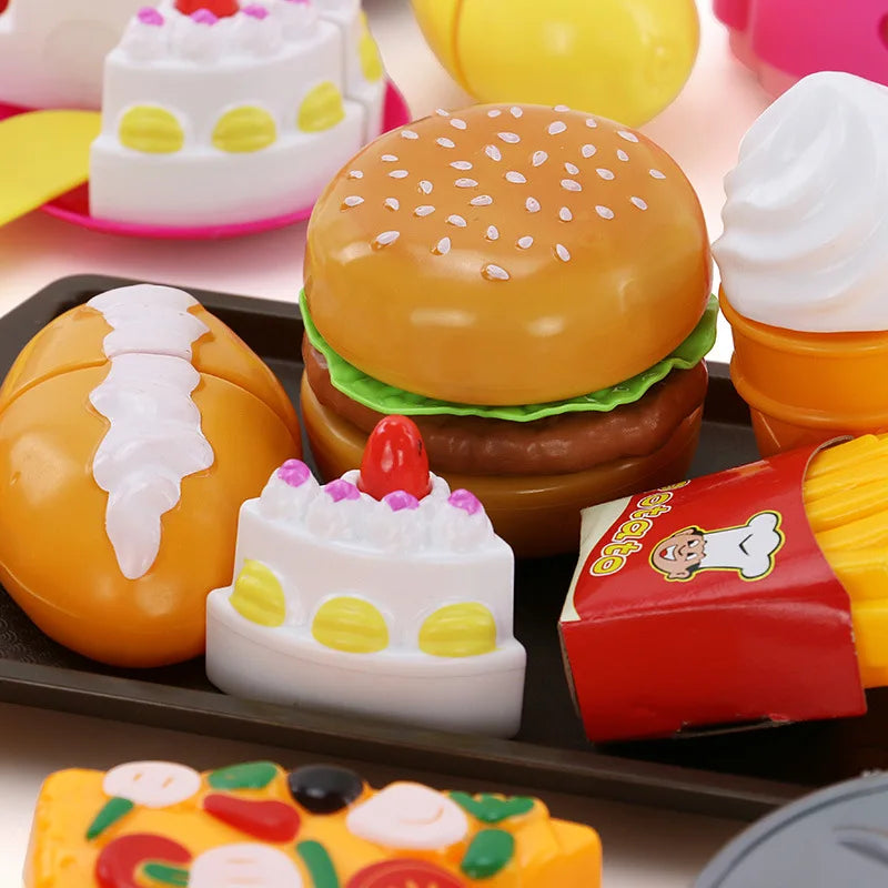 Cutting Fruits Vegetables Toys Set Game Baby Plastic Food Toy Simulated Kitchen Toy Children Pretend Play Cakes Toys Girls Gifts
