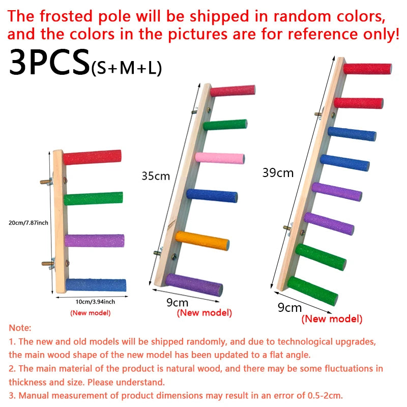 4/6/8 Step Bird Climbing Ladder Parrot Toy Ladder Bird Interaction Fun Climbing Toys Wooden Exercise Rack