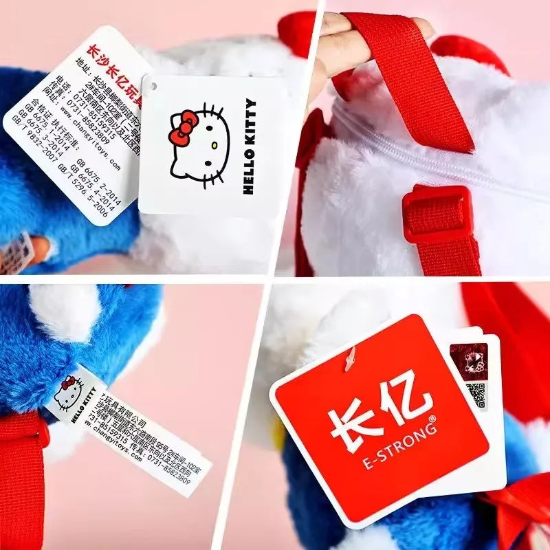 Genuine Anime Sanrio Hello Kitty Plush Backpack Kawaii Stuffed Toy Cartoon Schoolbag Bag for Girls Kids Birthday Gift