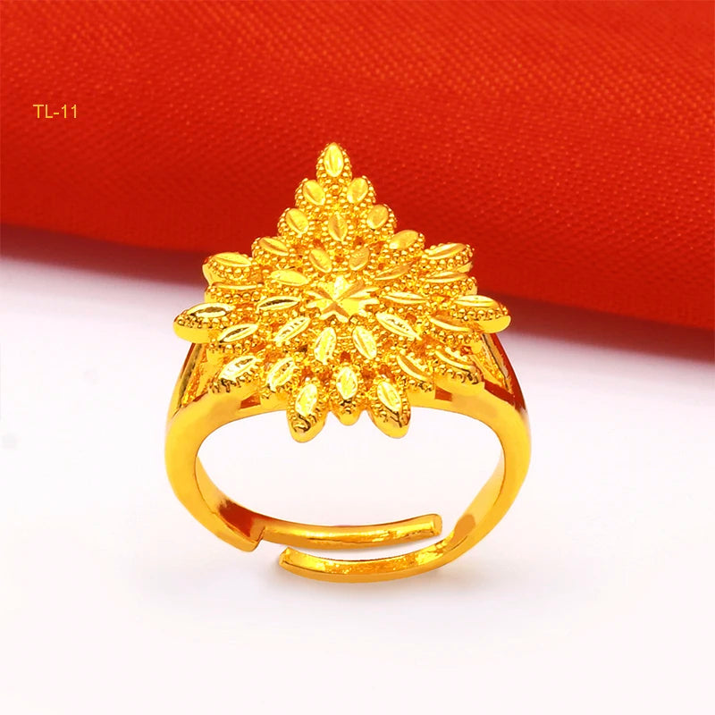 ANIID Dubai Gold Color Ring For Women Resizable Brazilian Wedding Bride Arabic Ethiopian Finger Ring Nigerian Jewellery Moroccan