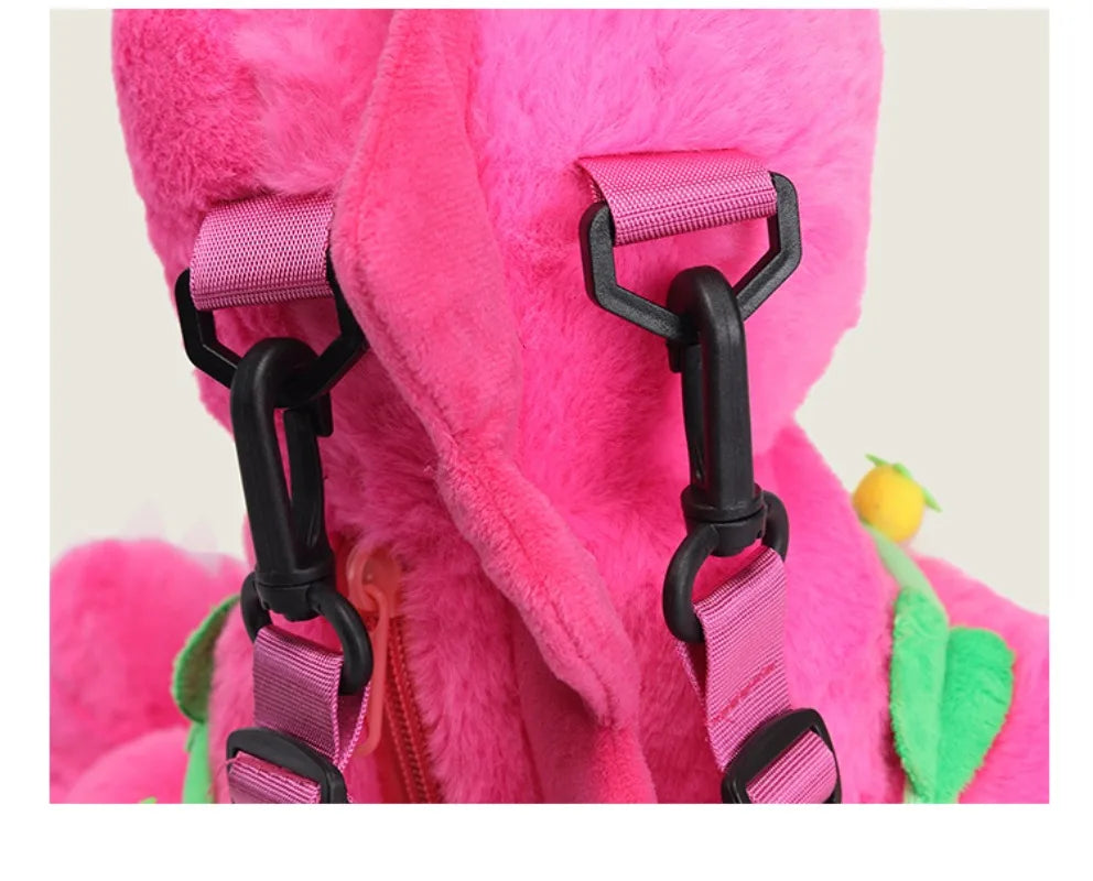 Cute Pink Dinosaur Plush Backpacks Super Soft Kawaii Animals Plushie Crossbody Bag Versatile Knapsack Beautiful Birthday Gifts