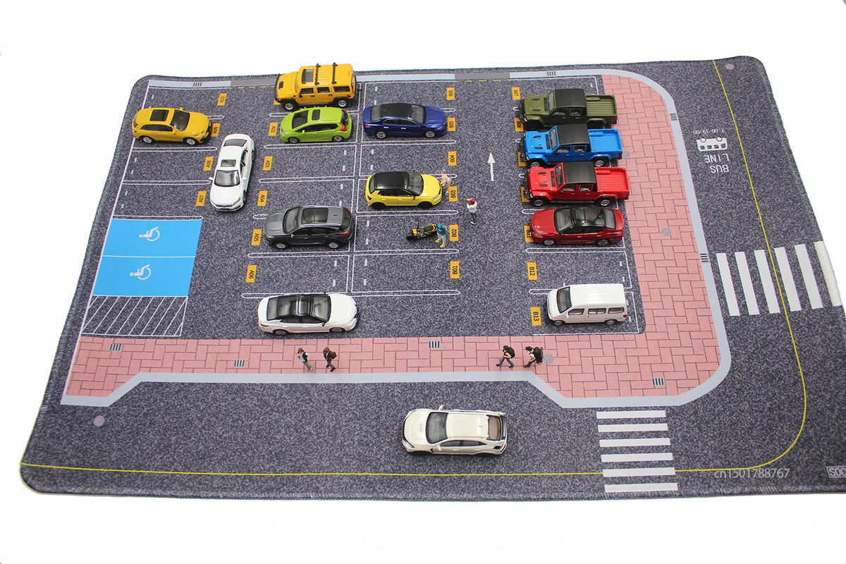 1:64 Scale Parking Road Garage Football Field Toy Mat Mouse Pad For Diecast Car Model Dolls Scene Display
