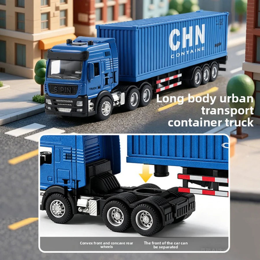1pc Child 1:24 Engineering Vehicle Diecast Toy Car Model Light Detachable Body Toy for Kid Birthday Gift Collection Decoration