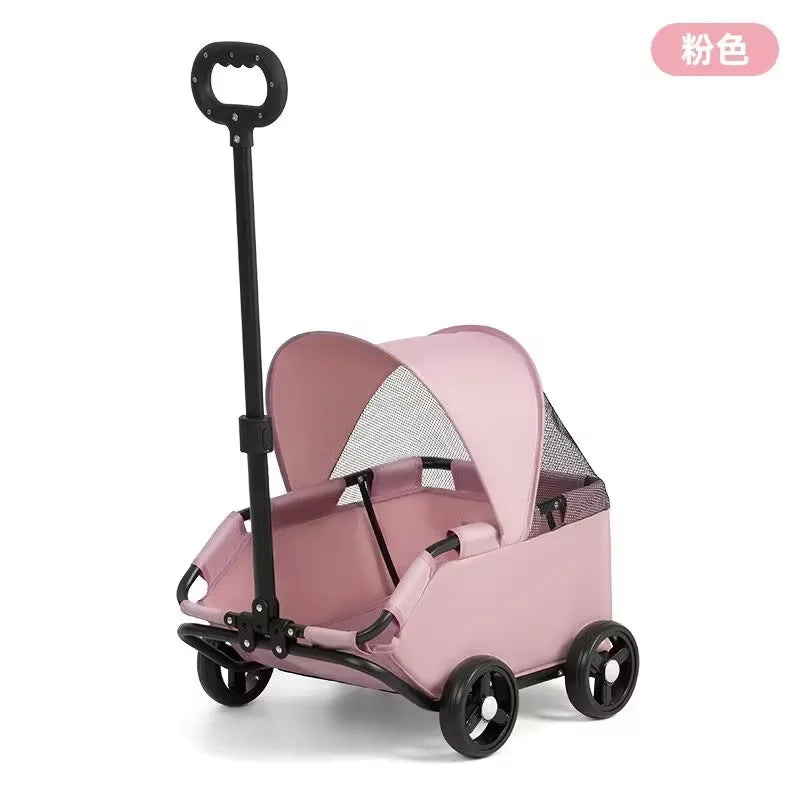 Pet Stroller Dogs Cats Teddy Bear Baby Stroller Small Pet Stroller Light and Foldable Suitable Outdoor Travel Dog Cat Supplies