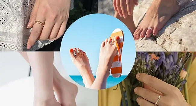 Fansilver S925 Sterling Silver Toe Rings for Women Adjustable White Gold Plated Flower Summer Beach Open Toe Rings Foot Jewelry