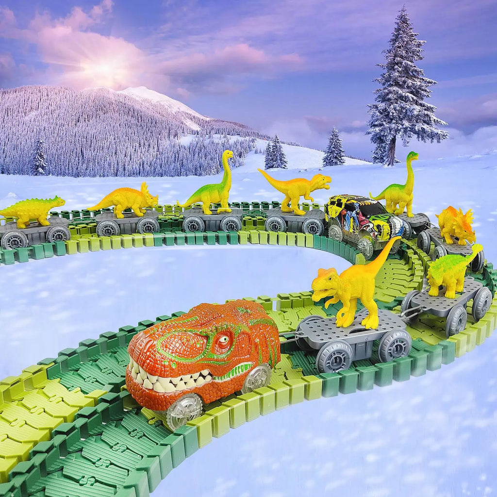 Dinosaur Rail Car Assembly Diy Roller Coaster Assembly Puzzle Versatile Track Electric Train Toy Gift