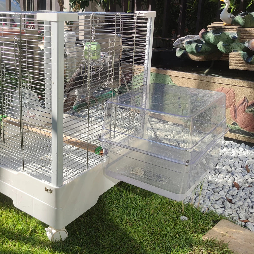 Colorday Large Fully Transparent Bird Bath for Cage, Parrot Shower for Birds Bathtub Swimming Pool Box Supplies Accessories