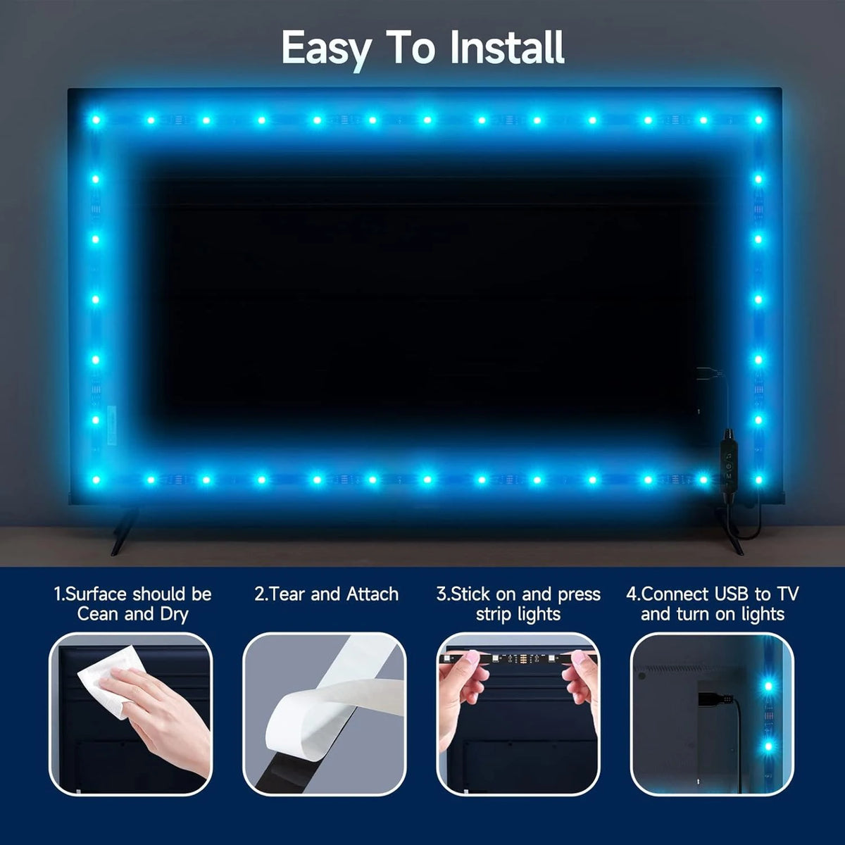 RGB 5050 LED Strip Lights App Control TV Backlight Flexible Ribbon Tape USB 5V Led Light for PC Gaming Room Decoration