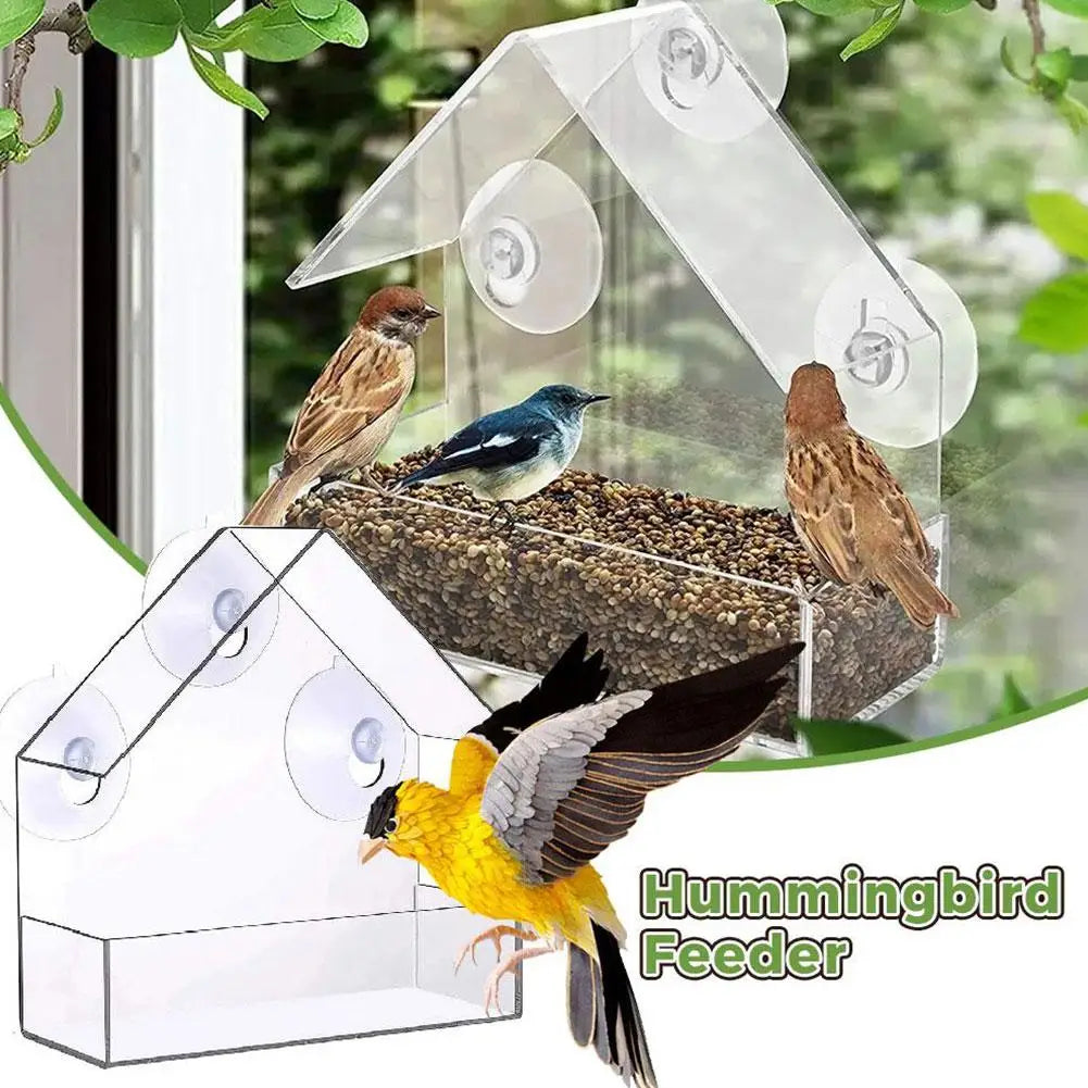 Acrylic Bird Feeder Clear Window Outside Hanging Bird Feeder House With Suction Cup For Garden Outdoor Backyard Patio Yard 1-5PC