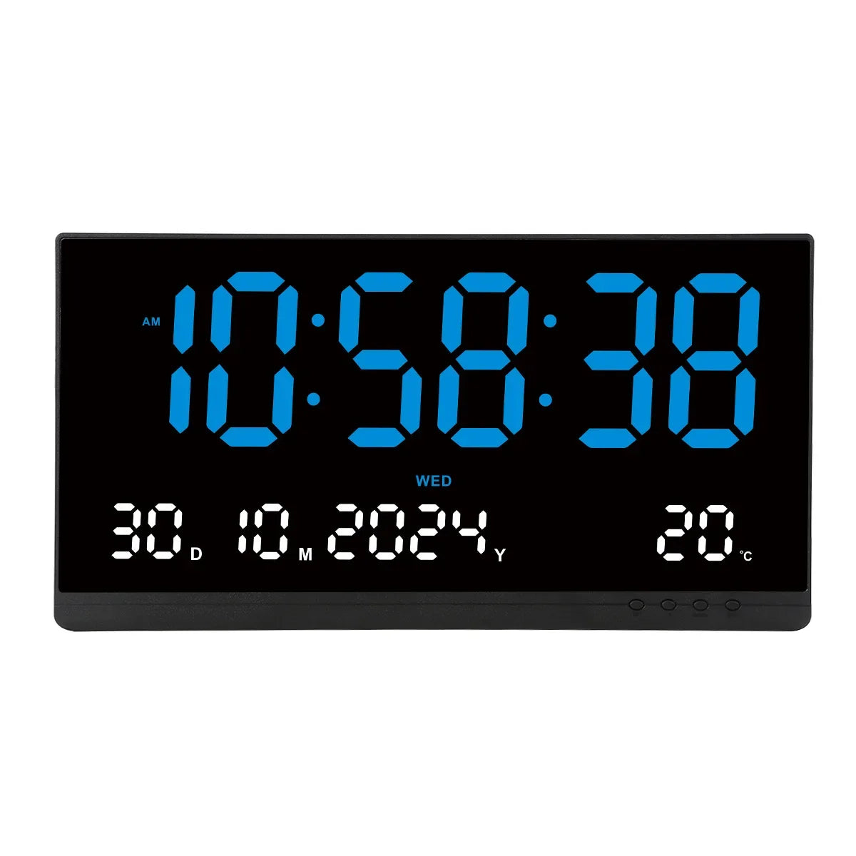 21 Inch Large Digital Wall Clock USB Powered Time Calendar 12/24H Time/Day/Month/Year/Temp Display Electronic LED Alarm Clock