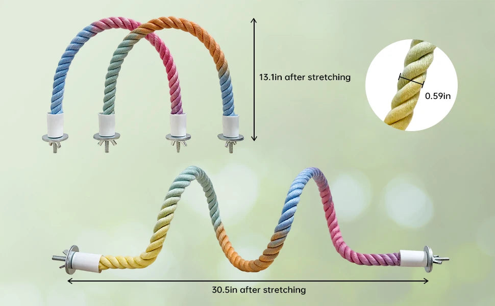 radient Colorful Bird Rope Perch Stand for Bird Cages Bendable Climbing Rope Cage Accessory Toy for Cockatiel Parakeet ﻿ ﻿