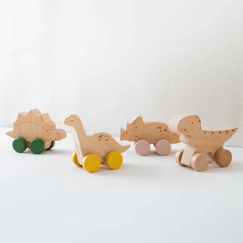 Wooden Montessori Toys Animal Block Dragging Stars Moon Surround Train  Hand Coordination Stacking Toy Handmade Decoration Gifts