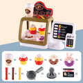 Kid Play House Game Kitchen Fast Food Restaurant Burger Fries Dessert Coffee Machine Cashier Set Mini Educational Role Play Toys