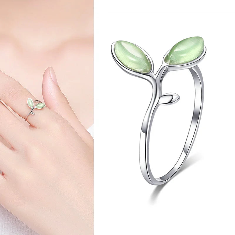 WOSTU Real 925 Sterling Silver Open Ring Finger Adjustable Size Wedding Rings For Women Engagement Fashion Silver Jewelry Gift