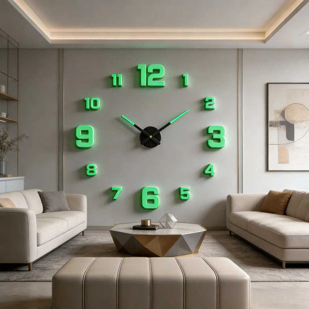 2026 Modern Design Large Wall Clock 3D DIY Quartz Clocks Fashion Watches Acrylic Mirror Stickers Living Room Home Decor Horloge
