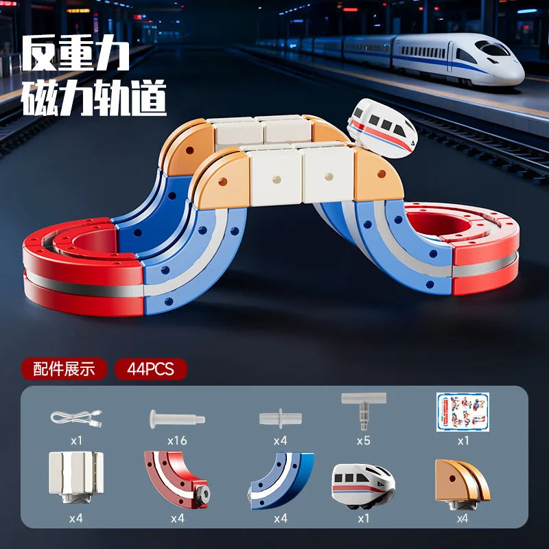 High-Speed Electric Train Set for Kids Magnetic Assembly DIY Educational Gravity-Defying Track Model Car Playset