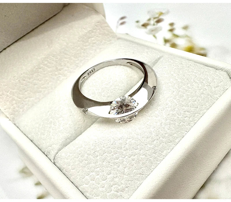 Sola-Bling 100% Pass Diamond Tester Moissanite Ring 925 Sterling Silver Rings For Women Sparkling Wedding Eternity Jewelry