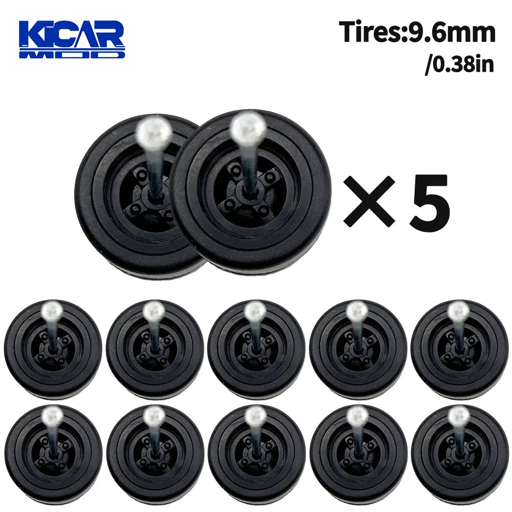 1/64 Model Q Car Wheels with Detachable Slicks Rubber Tires for Toy Model Diecast Cars Refiting Parts for MINIGT  (5 Cars)
