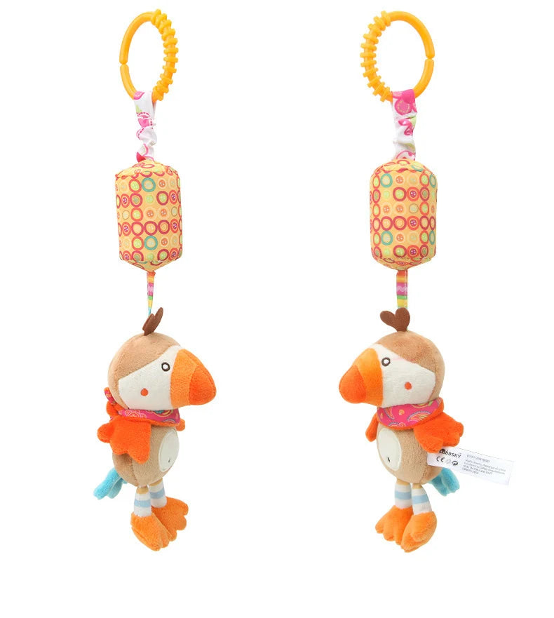 Baby Sensory Hanging Rattles Soft Learning Toy Plush Animals Stroller Infant Car Bed Crib with Teether for Babies Toddlers